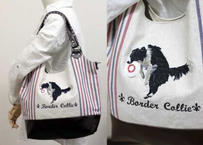 ボーダーコリー刺繍のバッグ ボーダーコリー バッグ