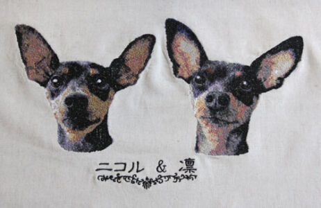 オーダー刺繍(ミニピン) ミシン刺繍 作品 犬