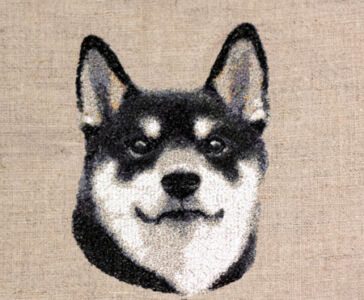 黒柴のミニサイズ刺繍 ミシン刺繍 作品 犬